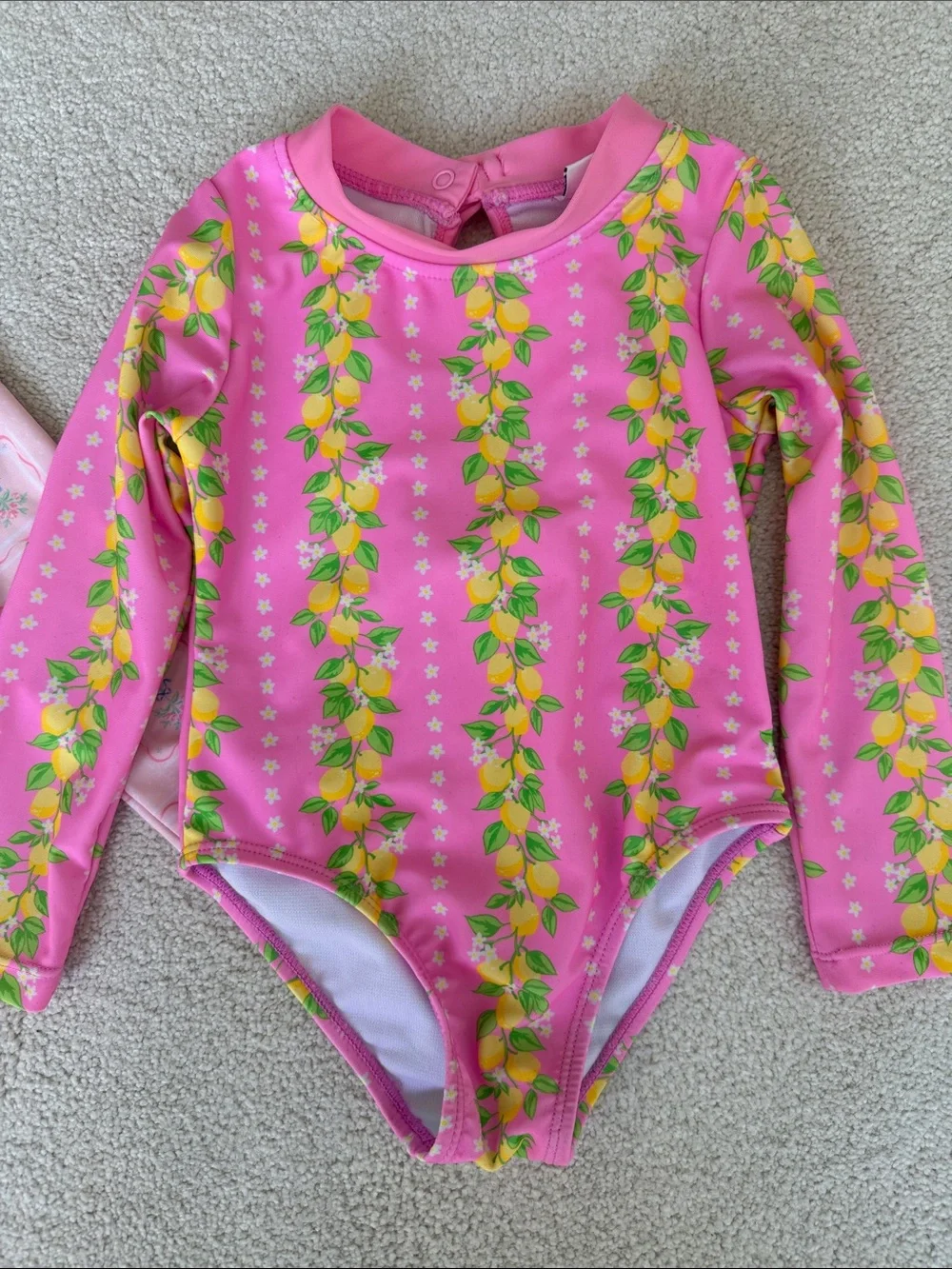 Nicole Miller 2-bundle Pink Floral & Lemon-Print Long-Sleeve Swimsuits